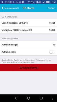 SD.Karten Einstellungen der App