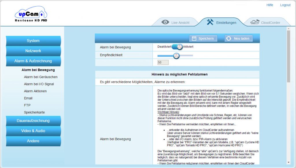 webinterface5-upCam-Hurricane-HD-Pro-Test-bewegungsalarm