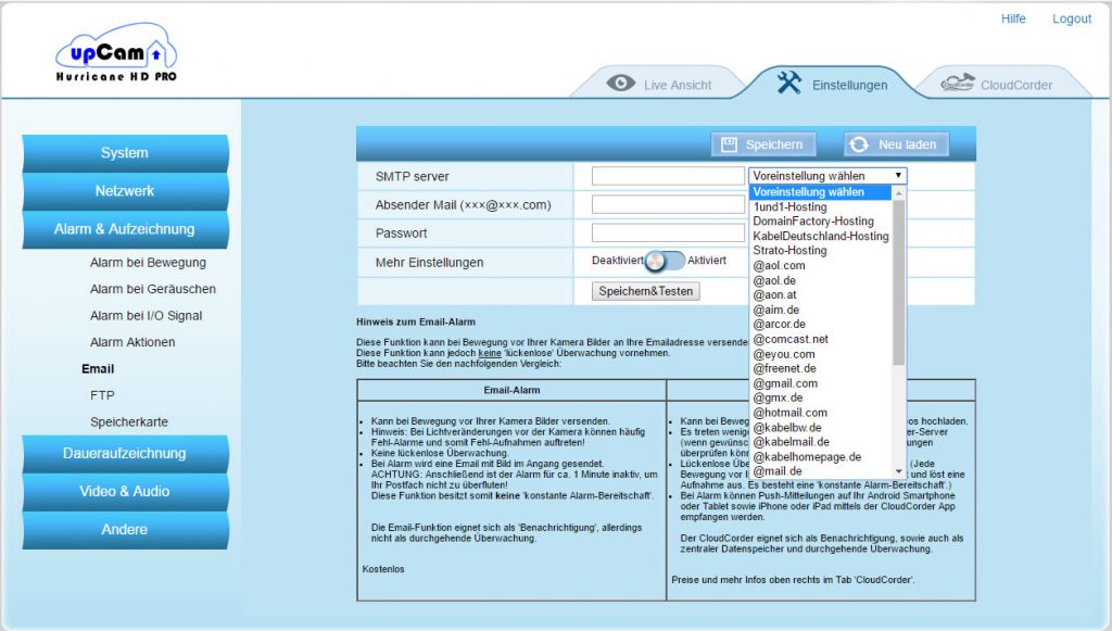 webinterface6-upCam-Hurricane-HD-Pro-Test-email-einstellung